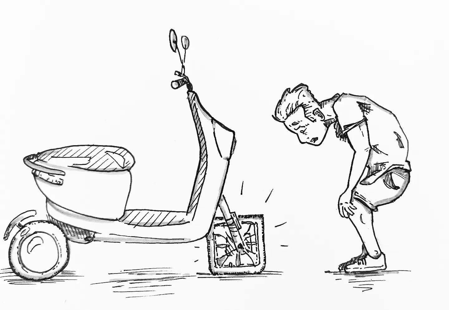 Bei diesem Verein wundert mich wirklich gar nichts mehr … #unumotors #unuscooter #repairservice #kopfprojekt #blog #life #diary #tagebuch #zettelfan #zeichnen #zeichnung #bildchen #skizze #skribble #scribble #kritzelei #comic #drawing #illustration #painting #artbook #sketch #sketchbook #doodle #draft #inkdrawing