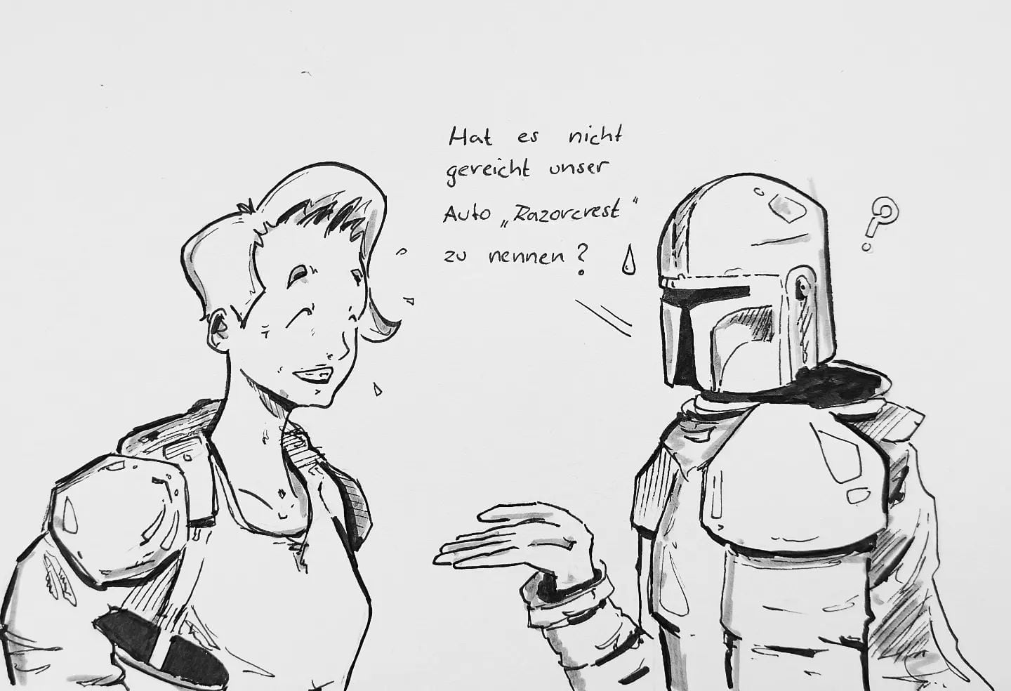 … das hat man nun davon #mandalorian #razorcrest #car #starwarsmemes #kopfprojekt #blog #life #diary #tagebuch #zettelfan #zeichnen #zeichnung #bildchen #skizze #skribble #scribble #kritzelei #comic #drawing #illustration #painting #artbook #sketch #sketchbook #doodle #draft #inkdrawing