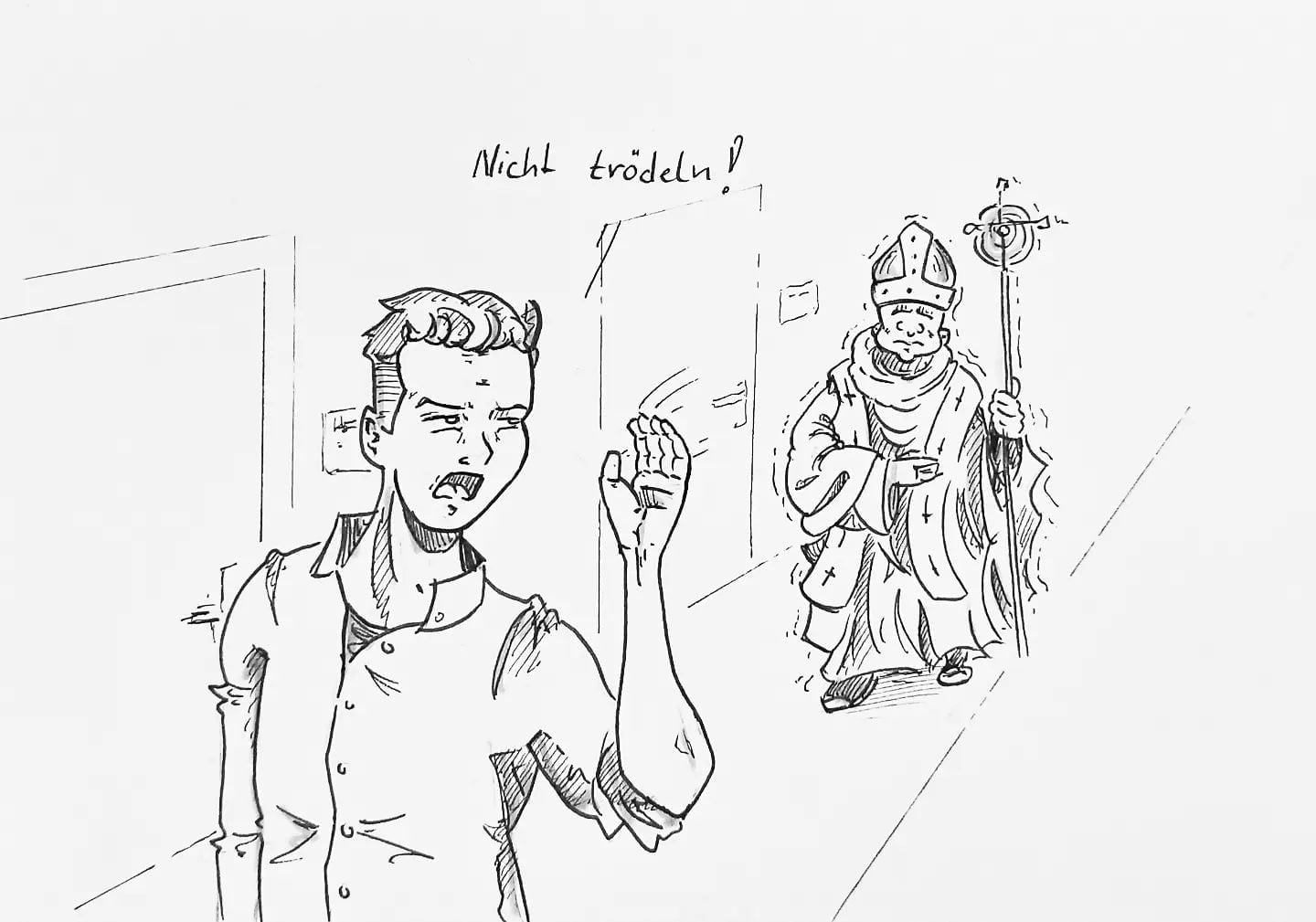 Heute geistlicher Besuch mit Rundgang durch die Geschäftsstelle … da bin ich ja gespannt.#kopfprojekt #blog #life #diary #tagebuch #zettelfan #zeichnen #zeichnung #bildchen #skizze #skribble #scribble #kritzelei #comic #drawing #illustration #painting #artbook #sketch #sketchbook #doodle #draft #inkdrawing