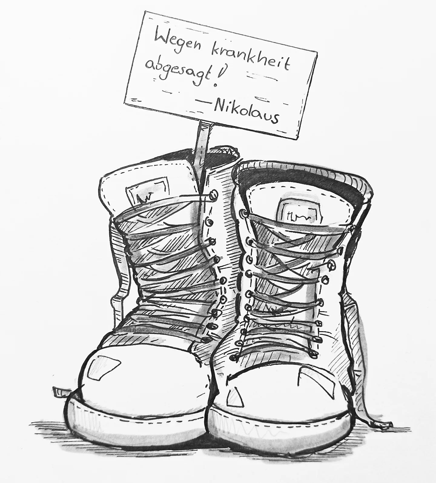 Tja, da müssen wir jetzt durch, #nikolaus ist abgesagt, die Stiefel bleiben leer. Aber hey, dafür gibt's Kopf- und Gliederschmerzen als Ersatz!#kopfprojekt #blog #life #diary #tagebuch #zettelfan #zeichnen #zeichnung #bildchen #skizze #skribble #scribble #kritzelei #comic #drawing #illustration #painting #artbook #sketch #sketchbook #doodle #draft #inkdrawing