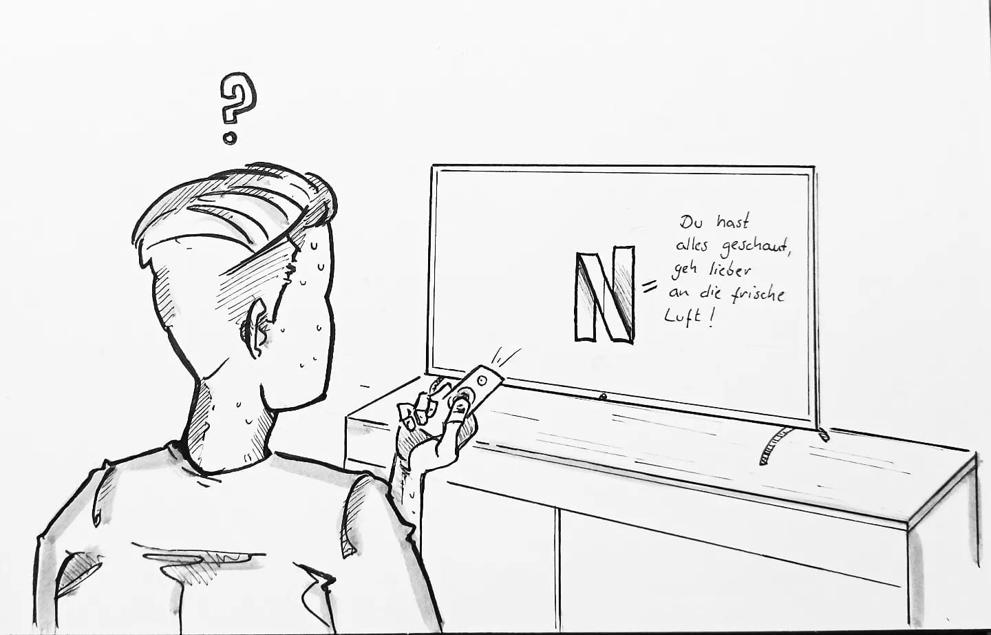 Schade, so schnell leer ... Damals war da irgendwie mehr drin. #netflix #bingewatching #reallife #kopfprojekt #blog #life #diary #tagebuch #zettelfan #zeichnen #zeichnung #bildchen #skizze #skribble #scribble #kritzelei #comic #drawing #illustration #painting #artbook #sketch #sketchbook #doodle #draft #inkdrawing