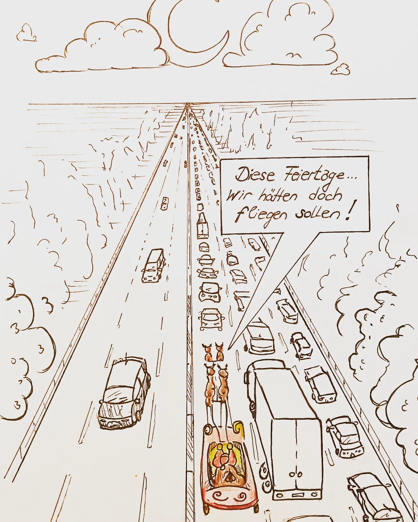 Ich wünsche allen ein besinnliches Fest und freie Fahrt natürlich ????#kopfprojekt #blog #life #diary #tagebuch #zettelfan #zeichnen #zeichnung #bildchen #skizze #skribble #scribble #kritzelei #comic #drawing #illustration #painting #artbook #sketch #sketchbook #doodle #draft #inkdrawing