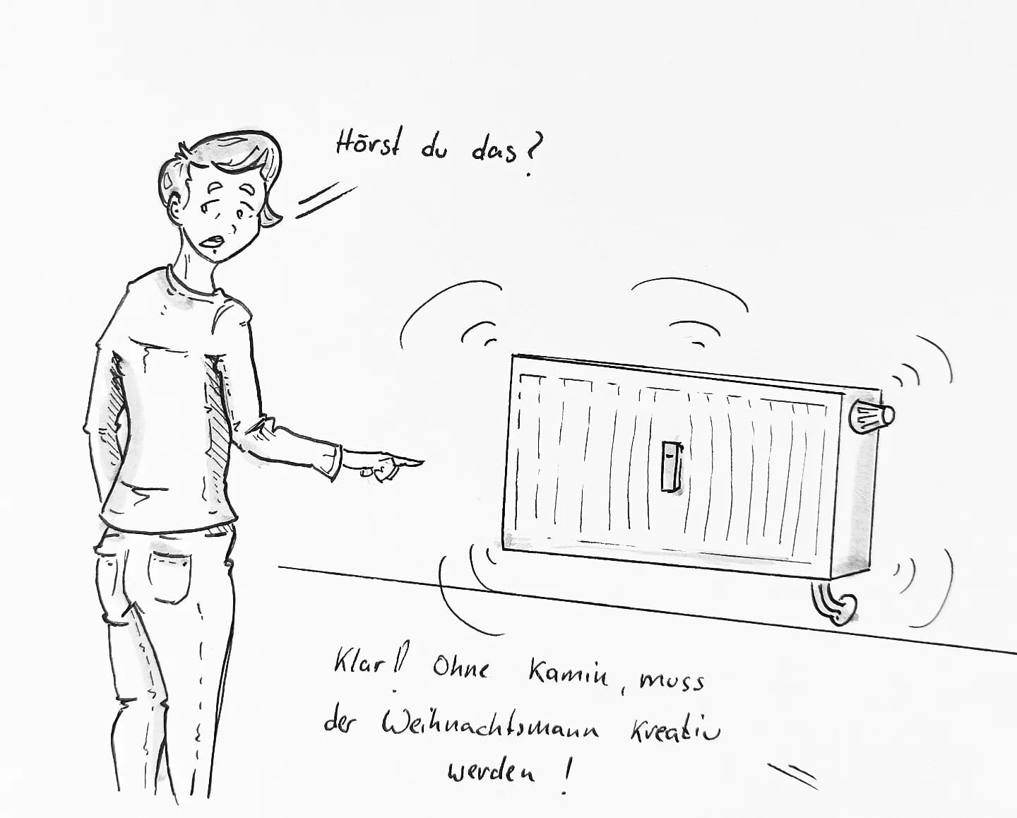 Also schön die Heizung entlüften, damit der #weihnachtsmann auch in eure Wohnung kommt!#kopfprojekt #blog #life #diary #tagebuch #zettelfan #zeichnen #zeichnung #bildchen #skizze #skribble #scribble #kritzelei #comic #drawing #illustration #painting #artbook #sketch #sketchbook #doodle #draft #inkdrawing