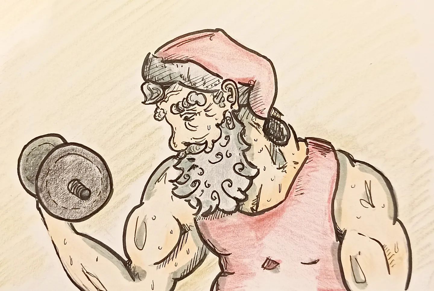 Der #weihnachtsmann geht heute morgen erst Mal ins #gym nach dem ganzen #glühwein und keksorgien.#kopfprojekt #blog #life #diary #tagebuch #zettelfan #zeichnen #zeichnung #bildchen #skizze #skribble #scribble #kritzelei #comic #drawing #illustration #painting #artbook #sketch #sketchbook #doodle #draft #inkdrawing #xmas #muscle