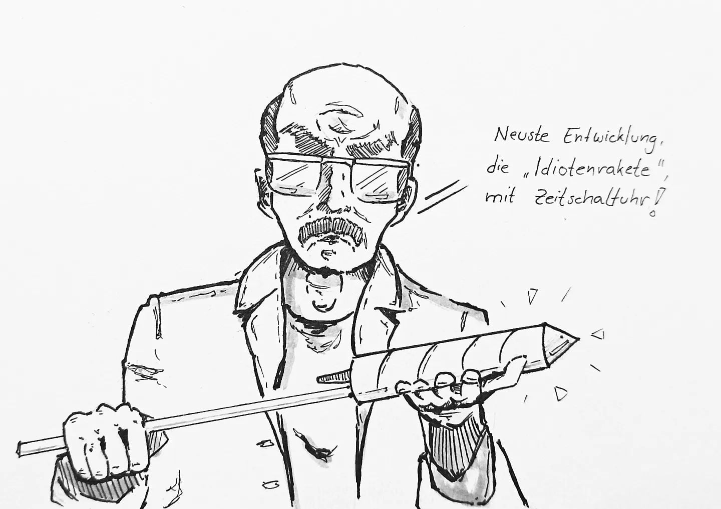 Zündet erst ab dem 31.12. 23:59 Uhr. Sind #Silvesterraketen eigentlich auch von der Inflation betroffen? Ich ziehe jetzt schon Mal meinen Hut vor Polizei und Rettungsdienst und hoffe es bleibt ruhig.#kopfprojekt #blog #life #diary #tagebuch #zettelfan #zeichnen #zeichnung #bildchen #skizze #skribble #scribble #kritzelei #comic #drawing #illustration #painting #artbook #sketch #sketchbook #doodle #draft #inkdrawing
