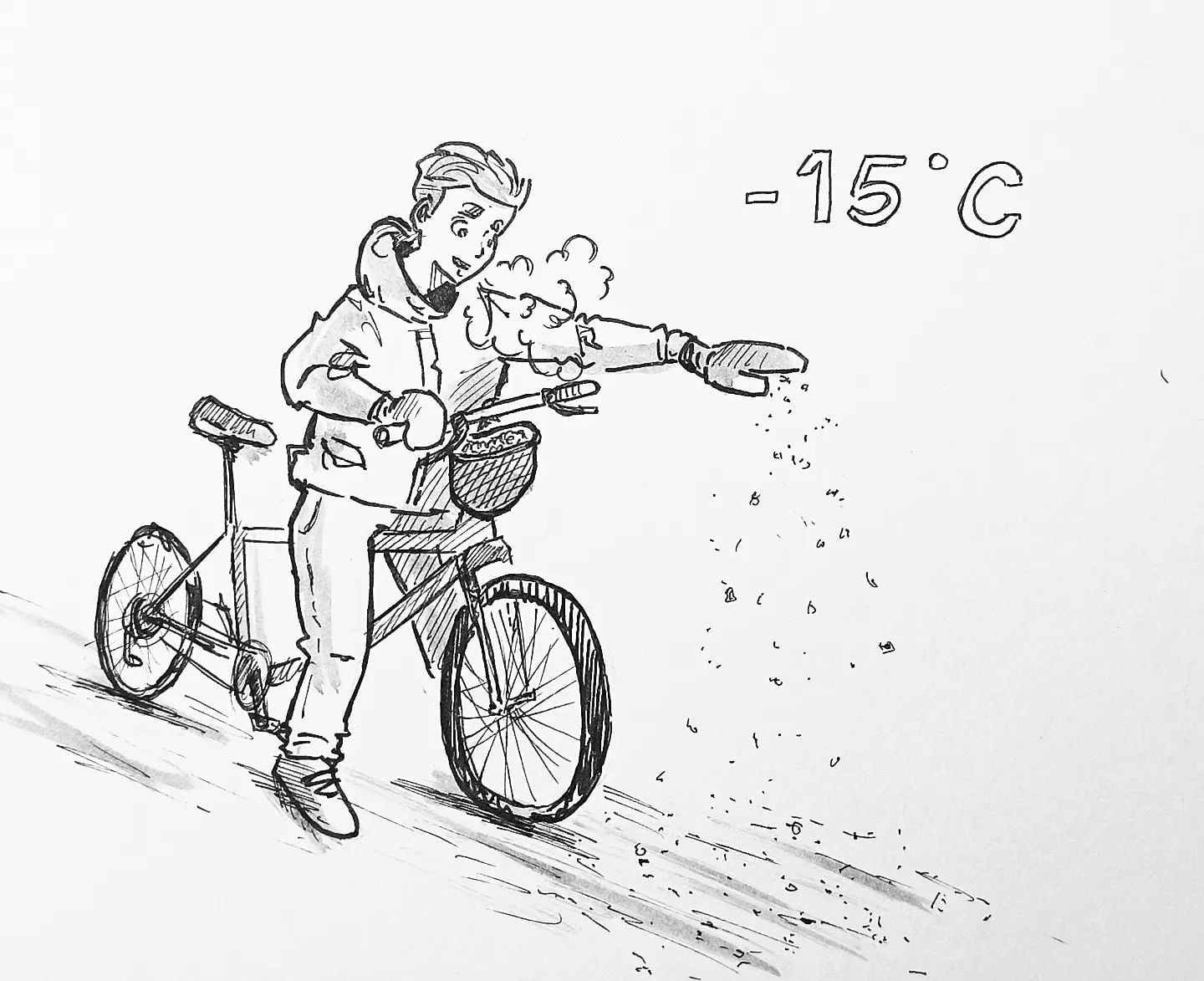 Der gute #radfahrer hat immer eine Tüte #streusalz zur Hand. Hoffe ich schaffs bei den Temperaturen überhaupt bis auf Arbeit ????#kopfprojekt #blog #life #diary #tagebuch #zettelfan #zeichnen #zeichnung #bildchen #skizze #skribble #scribble #kritzelei #comic #drawing #illustration #painting #artbook #sketch #sketchbook #doodle #draft #inkdrawing