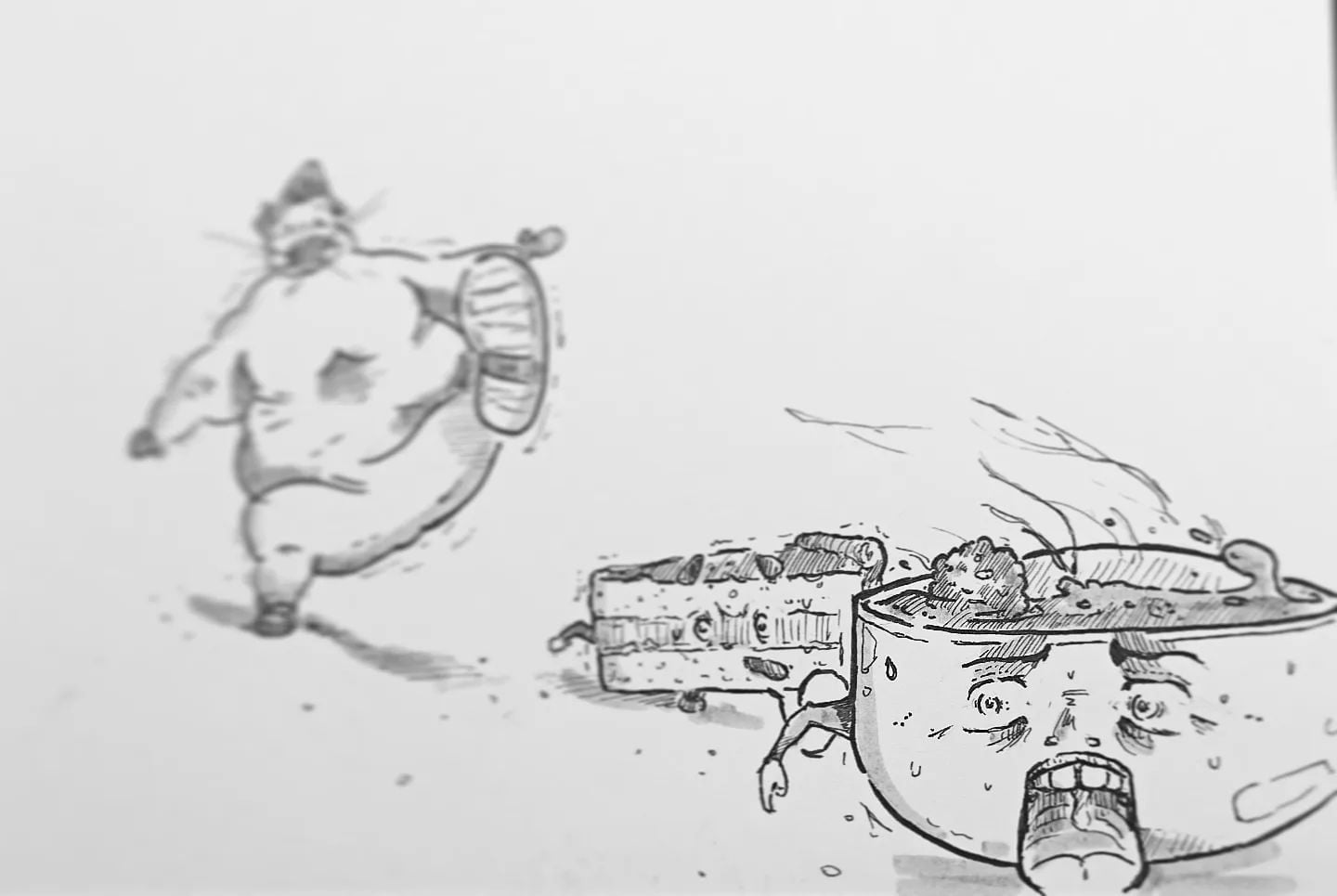 #Fressen oder gefressen werden, diese Woche gibt's eine extra #portion #völlerei - #yummy#kopfprojekt #zeichnen #comic #drawing