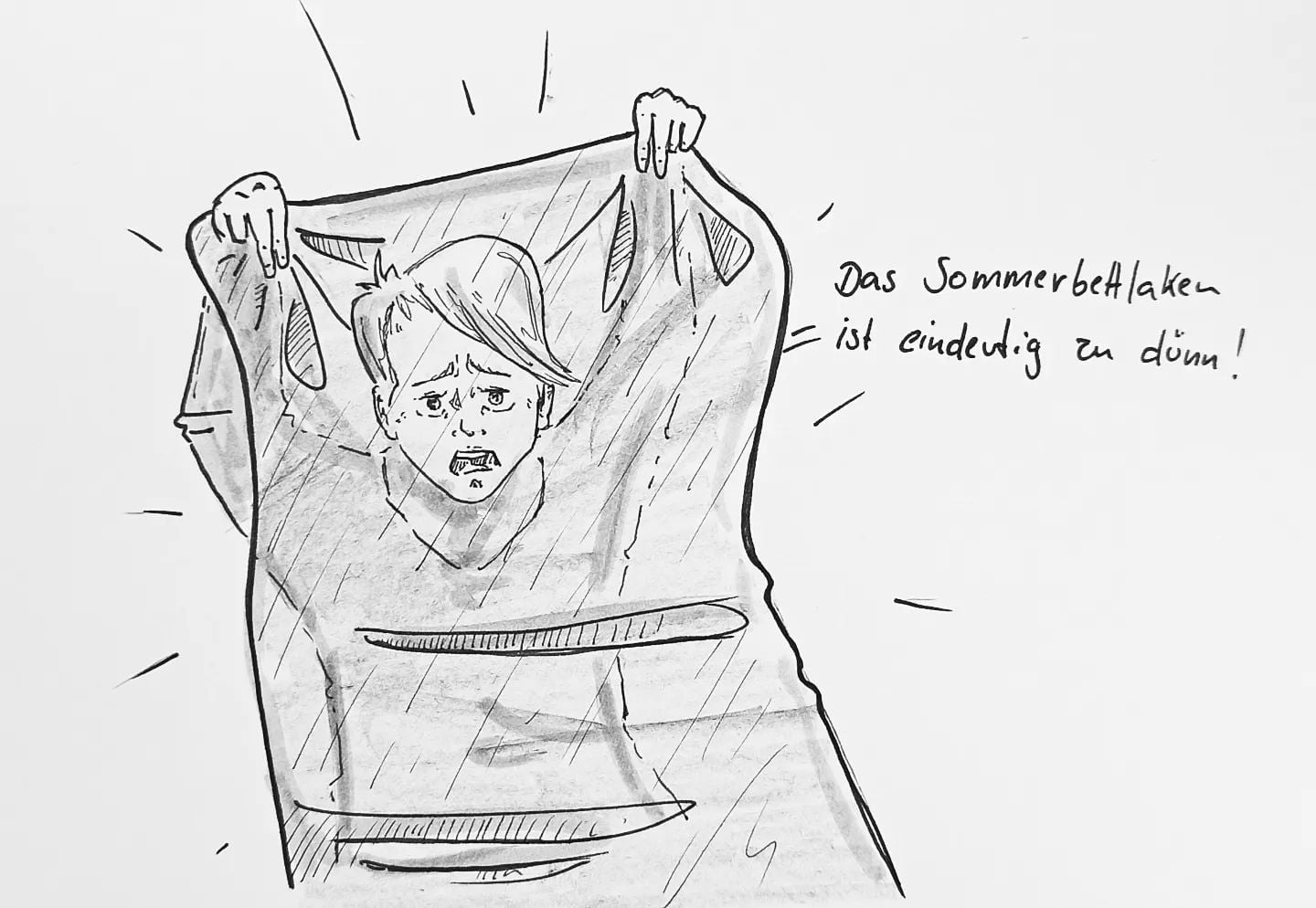 Definitiv viel zu dünn. War der Winter nicht schon vorbei? #kopfprojekt #frieren #bettlaken #winterschlaf #kalt #zeichnung #comicartwork