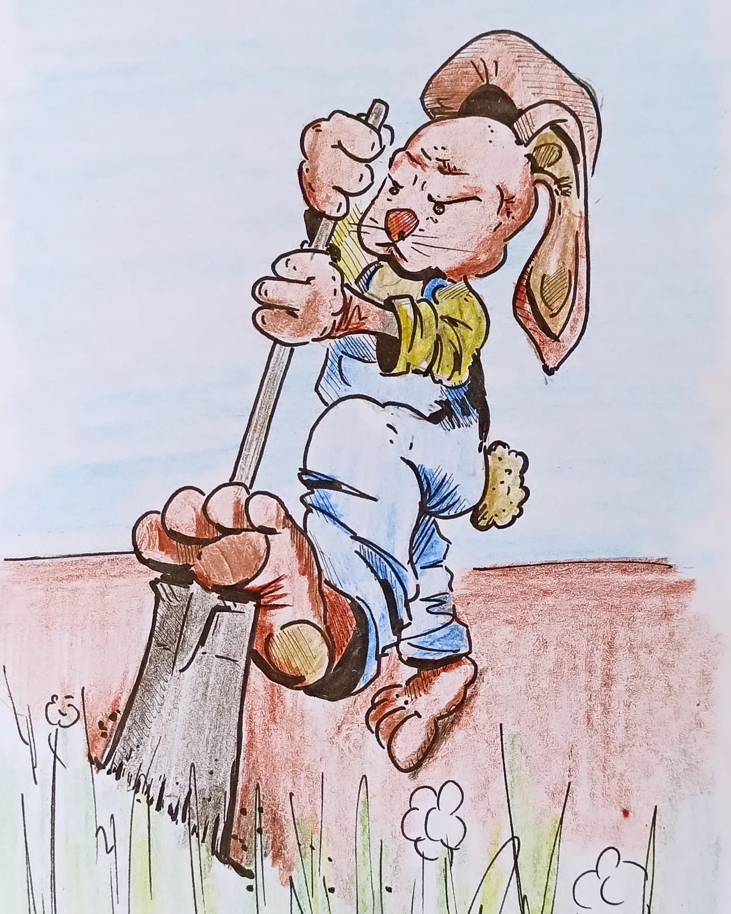 Ostern fällt aus, der #osterhase hat im #garten zu tun dieses Jahr. Sind eh noch alle viel zu fett von Weihnachten ...#kopfprojekt #schönefeiertage #zeichnung #buntstifte