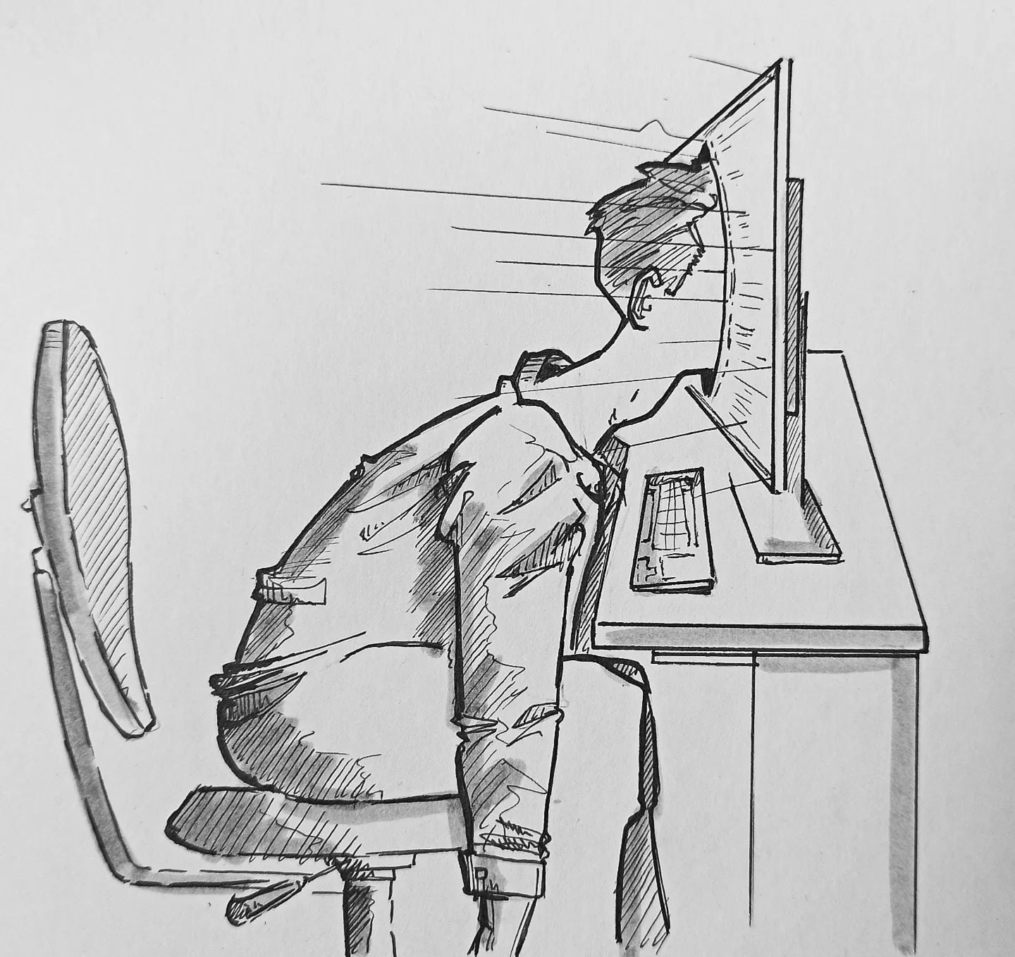 Das ist sie also, die #worklifebalance von der immer alle reden. Find ich Kacke, mache lieber #lifellifebalance ⚖️#kopfprojekt #itheiltnie #spätschicht #hamsterrad #sketching #comic #artofinstagram #doodleart #skizze