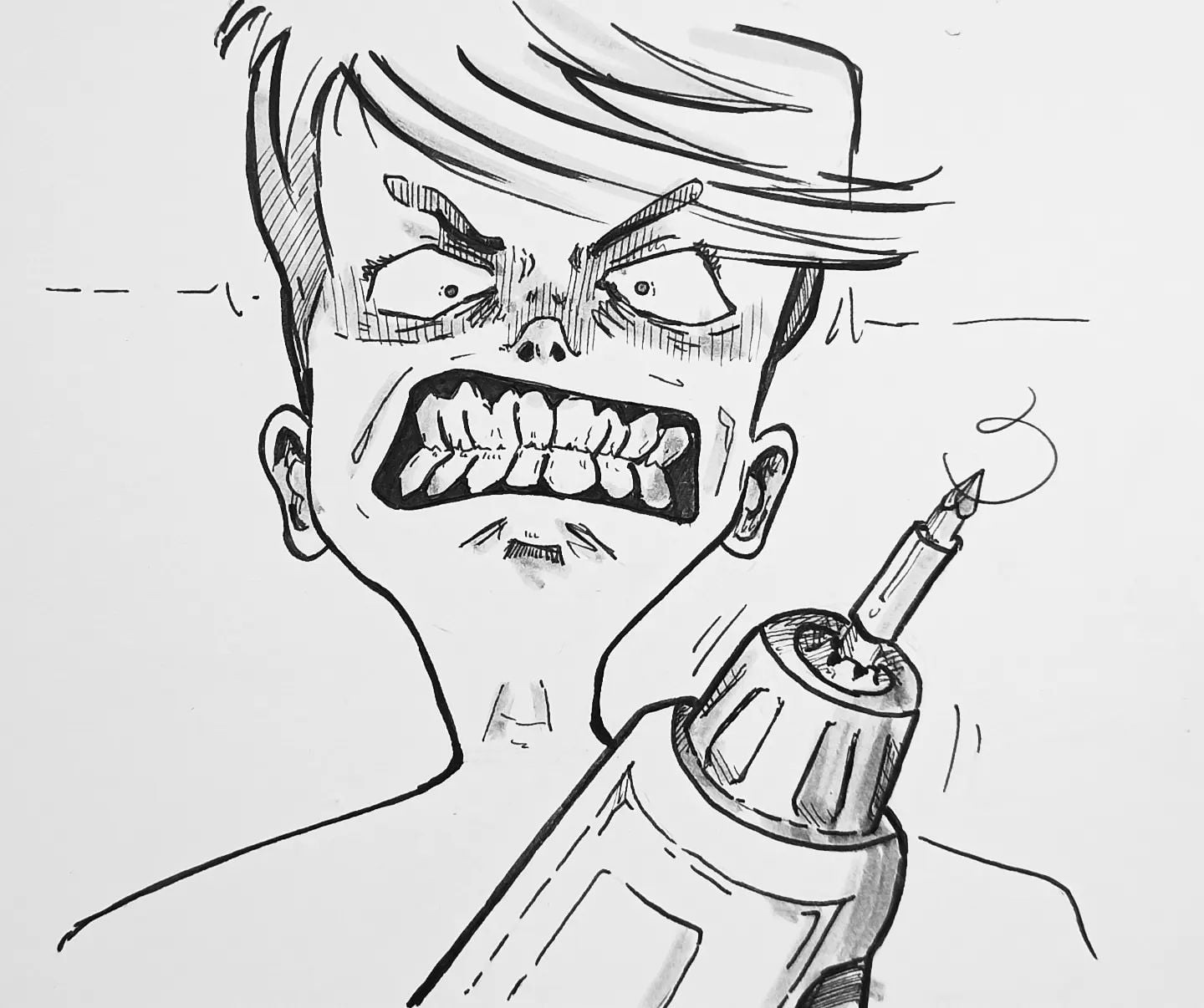 Leicht angespannt? Solche Bauprojekte holen eben nur das Beste im Menschen hervor! #kopfprojekt #niemalseinhausbauen #gartenarbeit #aggresive #manga #bohrmaschiene #sketchdaily