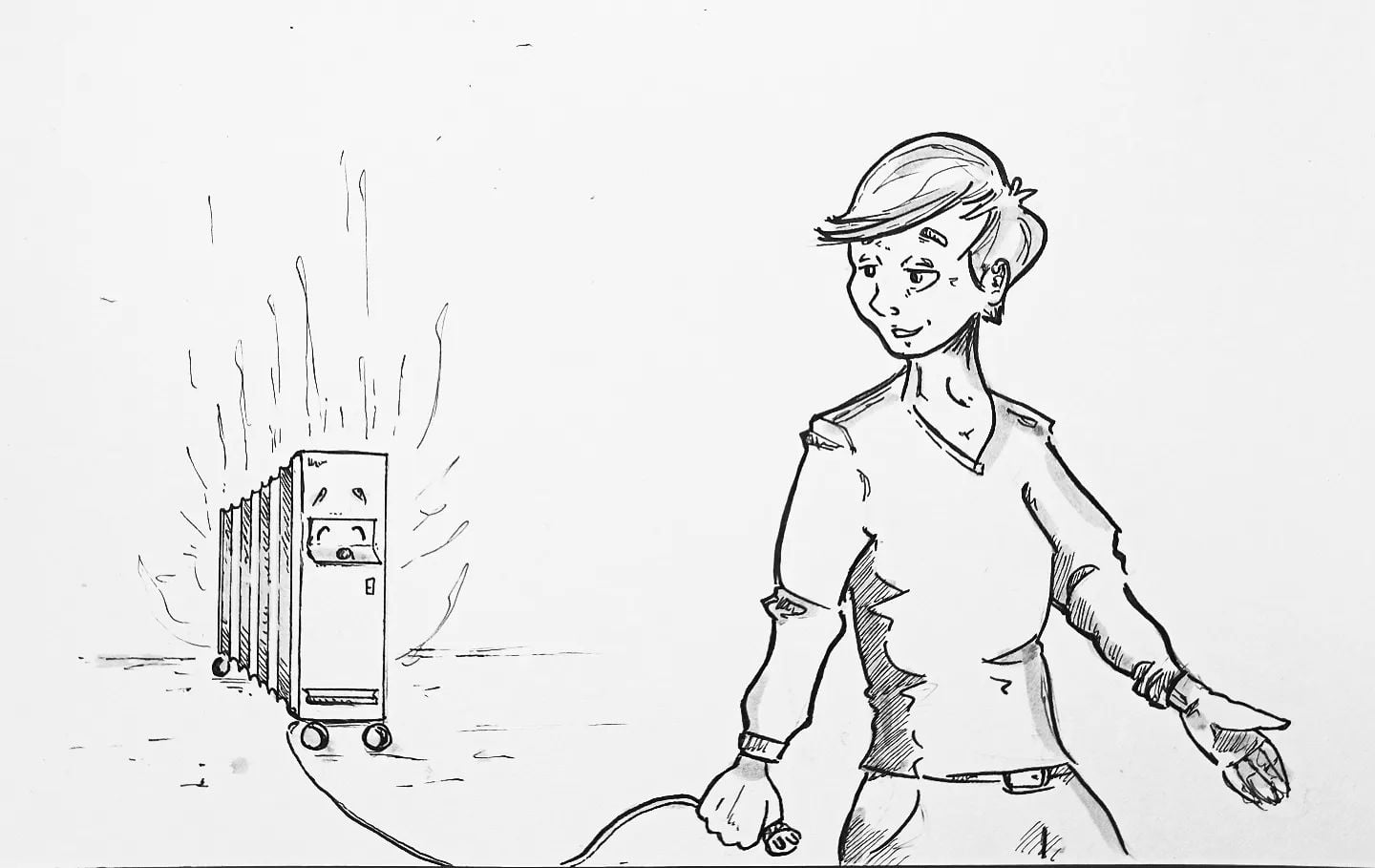 Gegen ein Haustier spricht die Allergie aber aktuell ist wohl nichts gegen diesen kuscheligen Freund einzuwenden ️#kopfprojekt #ölradiator #wobleibtdersommer #sketch #sarkasmus #kuschelig #globalwarming #klimawandel #scribble #comicart