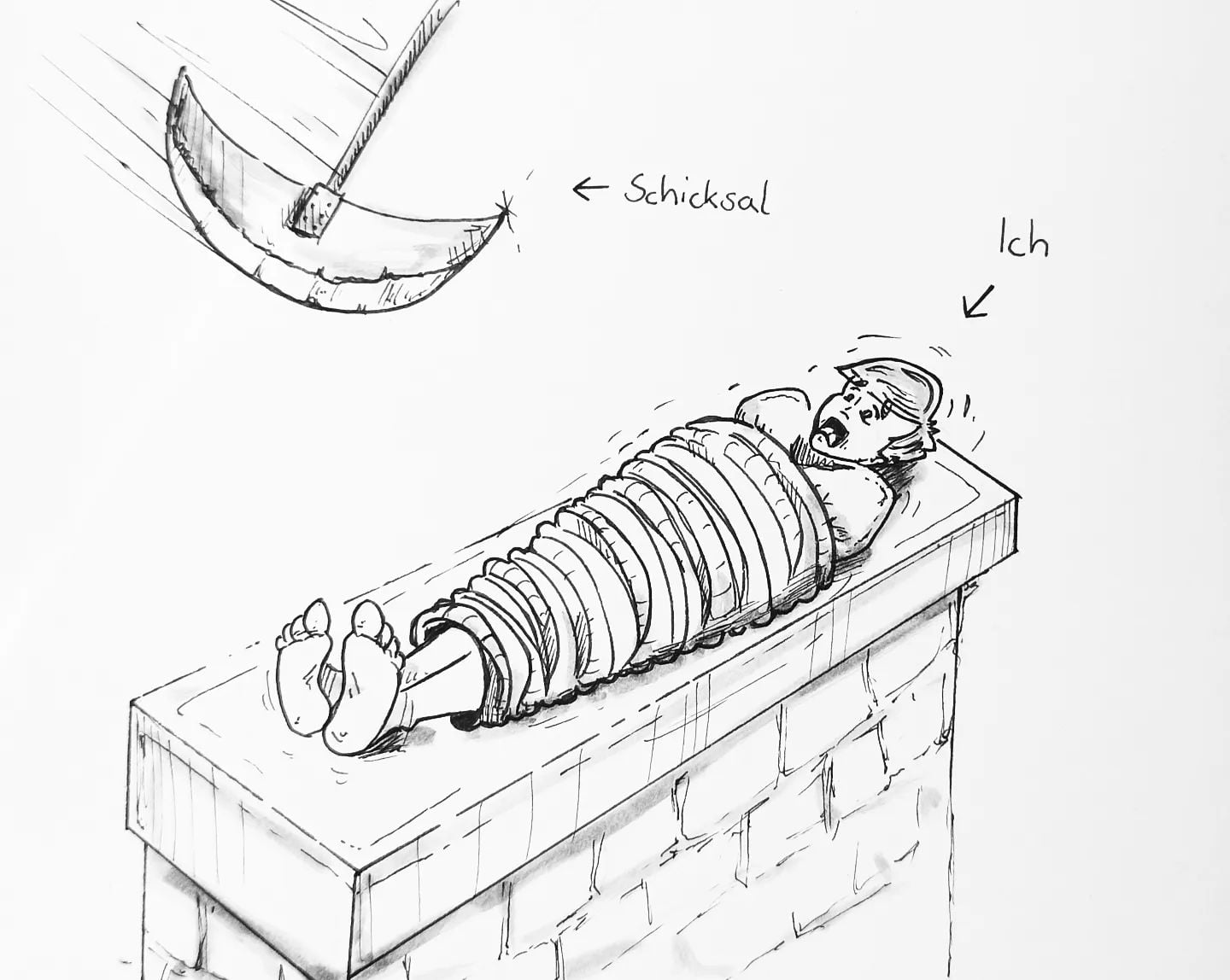 Wenn man meint, "Yes es läuft" ist das meinst nur eine weitere trügerische List des Lebens. Daher, ab auf Arbeit es wird ein wunderschöner Dienstag! #kopfprojekt #weisheitenfürsleben #lifequotes #opferstein #zeichnenentspannt