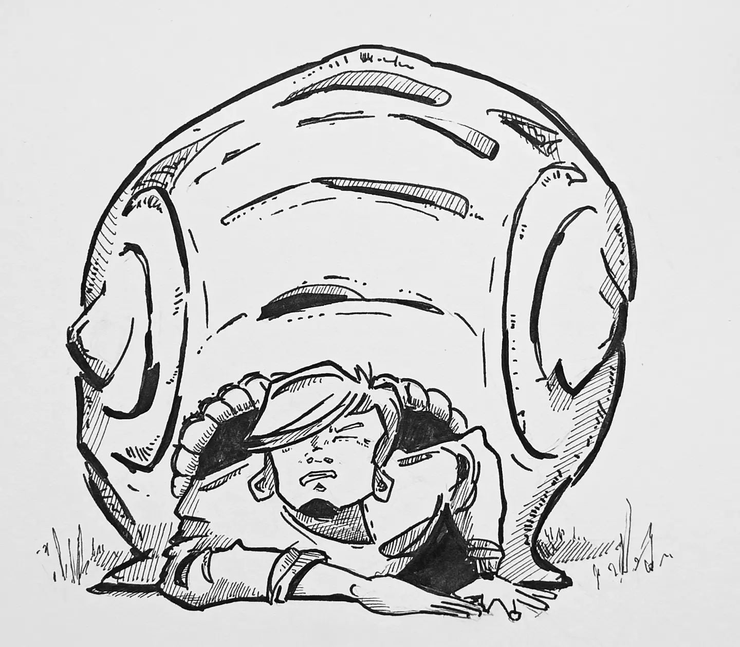 Ganz schöne Last, die man heutzutage so mit sich herumschleppt. #kopfprojekt #snail #life #diary #tagebuch #zettelfan #zeichnen #zeichnung #bildchen #skizze #skribble #scribble #kritzelei #comic #drawing #illustration #painting #artbook #sketch #sketchbook #doodle #draft #inkdrawing