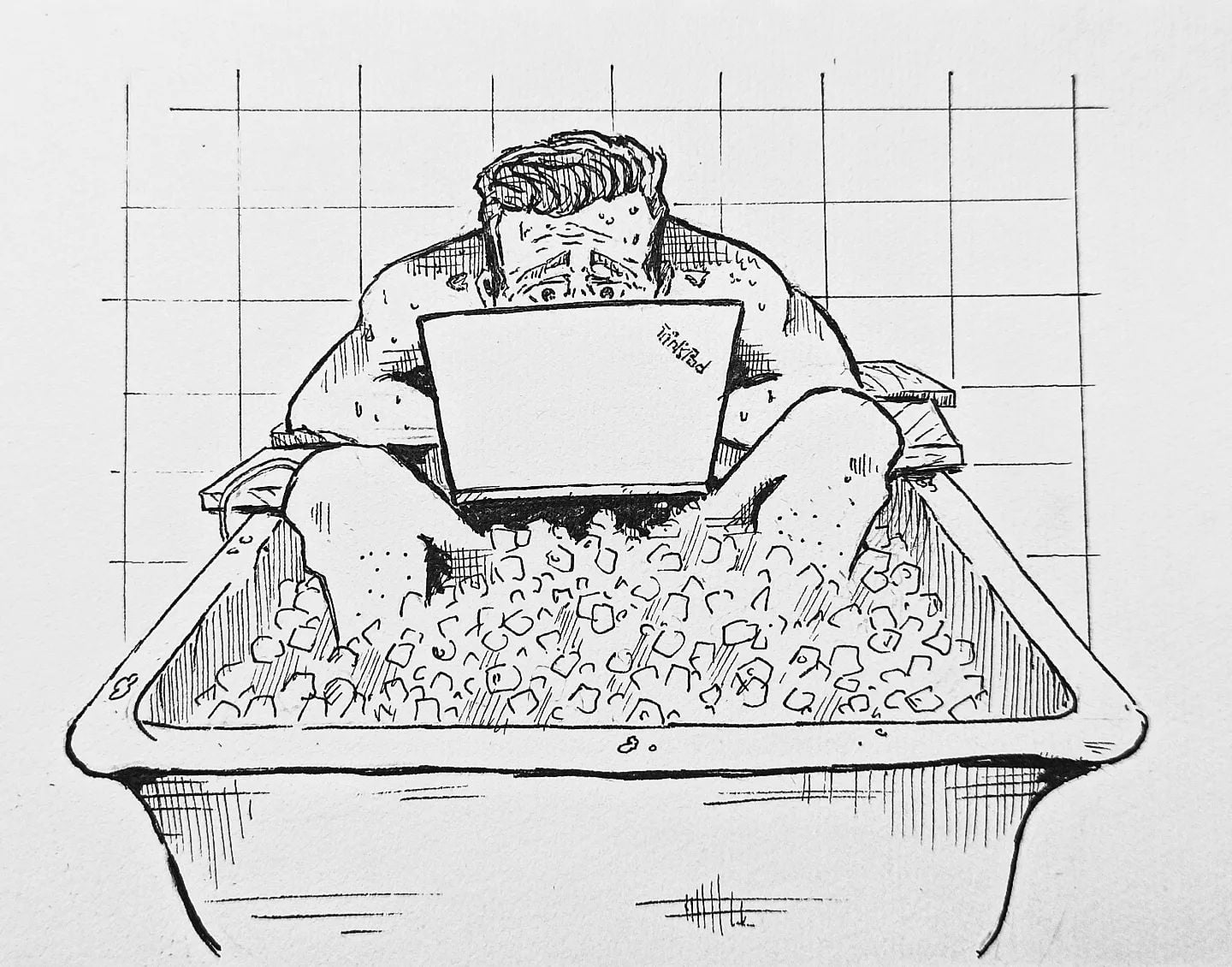 "Die Gedanken sind Brei" ... Bei 32 Grad im Dachgeschoss, werden Überstunden in kritischen IT-Systemen zu bunter Knete.#kopfprojekt #itguy #tohot #sketchup #art #doodling