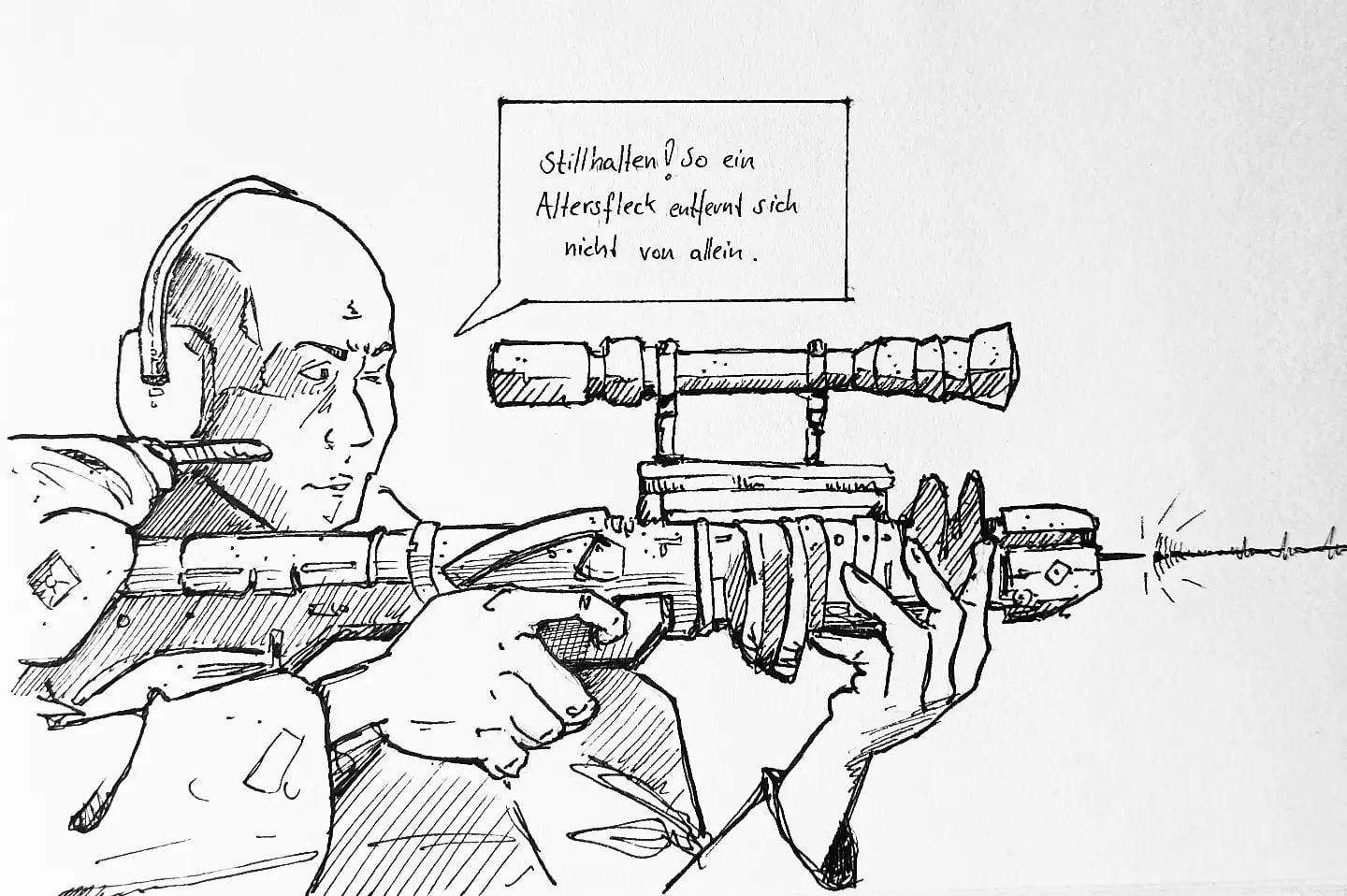 Kaum hat der Hausarzt mal was spannenderes zu tun als  Rezepte auszustellen, wird's gleich übertrieben.#kopfprojekt #blog #life #diary #tagebuch #zettelfan #zeichnen #zeichnung #bildchen #skizze #skribble #scribble #kritzelei #comic #drawing #illustration #painting #artbook #sketch #sketchbook #doodle #draft #inkdrawing