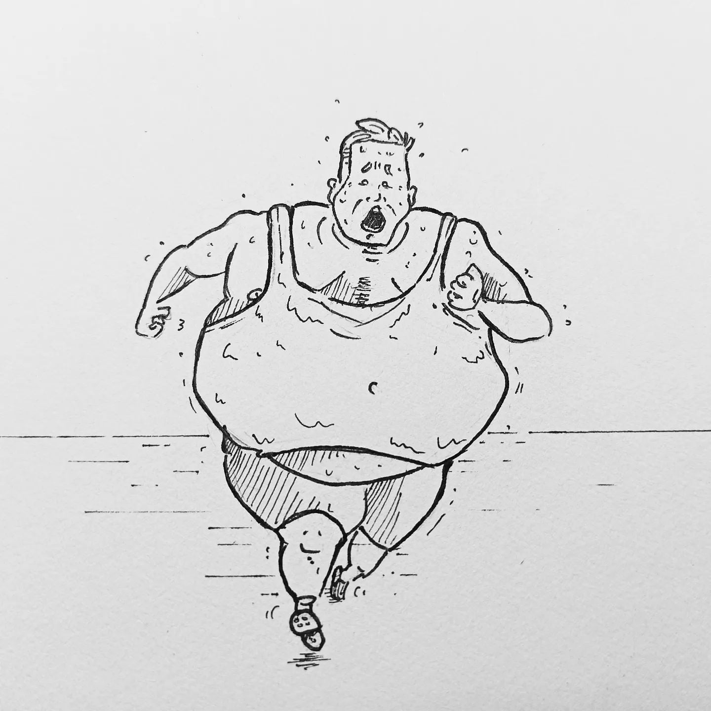 5 Tage in Folge Kuchen und dazu wenig Bewegung fordern ihren Tribut. Da ich eh nimmer mehr auf meine Schritte komme, geht es heut per pedes auf Arbeit!#kopfprojekt #zettelfan #Drawing #ComicArt #Illustration #ArtOfComics #FitnessJourney #SportAndArt #ObesityAwareness #BodyPositivity #HealthAndWellness #ComicStyle #ArtForChange #FitnessGoals #DrawAndInspire #ComicCulture #HealthyLiving #SportsIllustration #DrawForHealth #ActiveLifestyle #CreativeFitness #ObesityInArt
