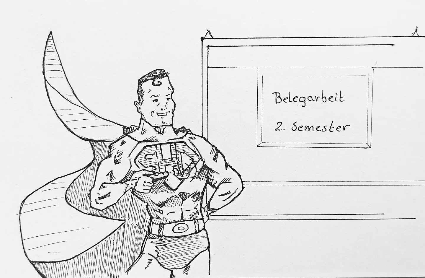 Mein Student hat heute #präsentation der #belegarbeit, schauen wir Mal  #kopfprojekt #zettelfan #comicart #superman #zeichnen #comicstyle #BAstudent #presentationtime #shdonline #digitalart #superherovibes #creativeprocess #artwork #comiclover #supermandrawing #studentlife #graphicdesign #sketch