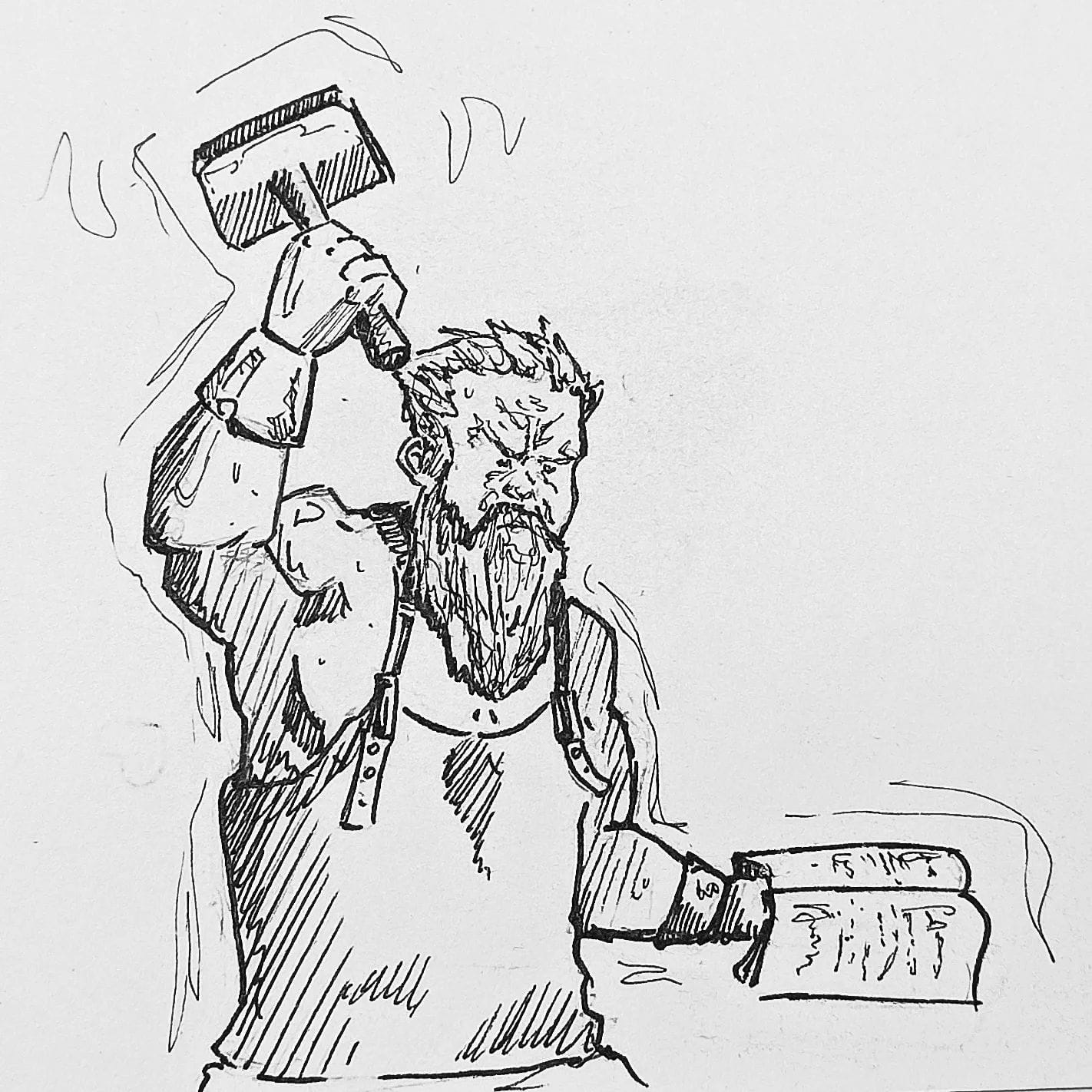 Sehen sie hier einem Mann beim "Pläne schmieden" ... #kopfprojekt #dwarf #hammer #anvil #smith #blog #life #diary #tagebuch #zettelfan #zeichnen #zeichnung #bildchen #skizze #skribble #scribble #kritzelei #comic #drawing #illustration #painting #artbook #sketch #sketchbook #doodle #draft #inkdrawing