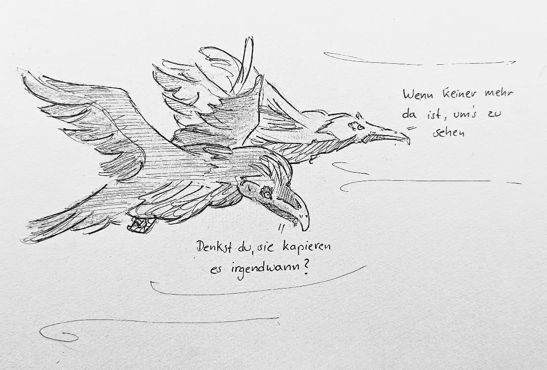 Das macht hier irgendwie so eine düstere Atmosphäre, dabei wollte ich allen nur einen grandiosen Tag wünschen #kopfprojekt #blog #life #diary #tagebuch #zettelfan #zeichnen #zeichnung #bildchen #skizze #skribble #scribble #kritzelei #comic #drawing #illustration #painting #artbook #sketch #sketchbook #doodle #draft #inkdrawing