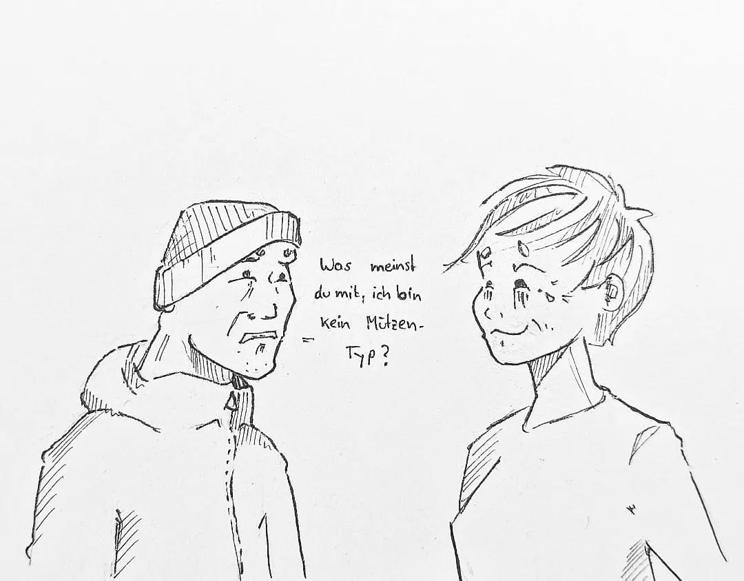 Bei derzeit -10 °C muss man eben Opfer bringen, auch wenn es nicht schön ist. #kirschkernkopf #kopfprojekt #blog #life #diary #tagebuch #zettelfan #zeichnen #zeichnung #bildchen #skizze #skribble #scribble #kritzelei #comic #drawing #illustration #painting #artbook #sketch #sketchbook #doodle #draft #inkdrawing