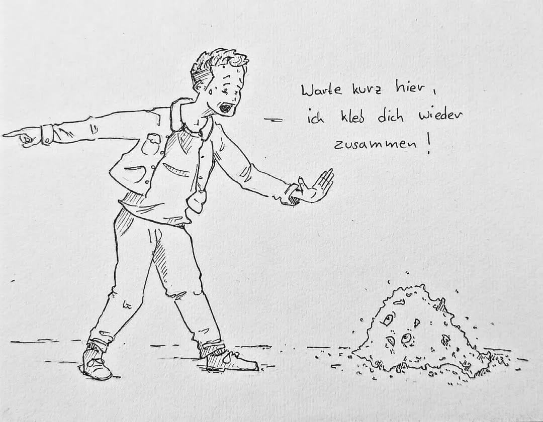 Oh no, ein häufchen Elend ... Keine Sorge, das bekommen wir schon wieder hin!#kopfprojekt #blog #life #diary #tagebuch #zettelfan #zeichnen #zeichnung #bildchen #skizze #skribble #scribble #kritzelei #comic #drawing #illustration #painting #artbook #sketch #sketchbook #doodle #draft #inkdrawing