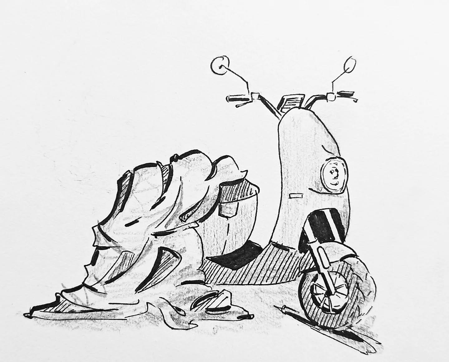 Meine Frau sagt, wenn es über 5°C ist, fährt sie mit dem Roller. Top die Wette gilt! #unuroller #unumotors#kopfprojekt #blog #life #diary #tagebuch #zettelfan #zeichnen #zeichnung #bildchen #skizze #skribble #scribble #kritzelei #comic #drawing #illustration #painting #artbook #sketch #sketchbook #doodle #draft #inkdrawing