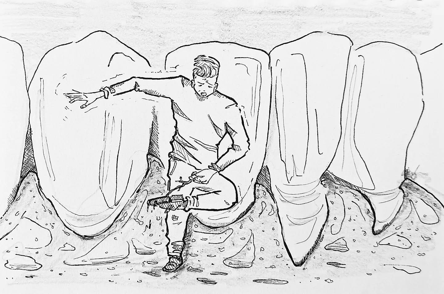 Bäh, wieder voll reingetreten, beim auf dem Zahnfleisch laufen.