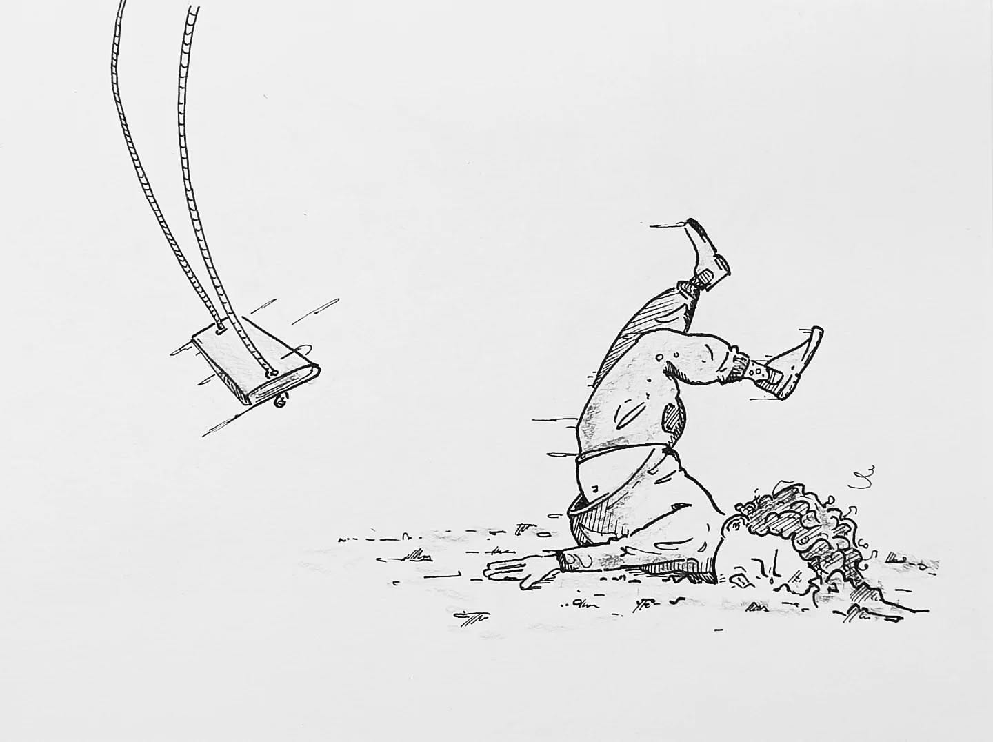 Wenn die Tante zu viel Kraft hat 😎#kopfprojekt #blog #life #diary #tagebuch #zettelfan #zeichnen #zeichnung #bildchen #skizze #skribble #scribble #kritzelei #comic #drawing #illustration #painting #artbook #sketch #sketchbook #doodle #draft #inkdrawing