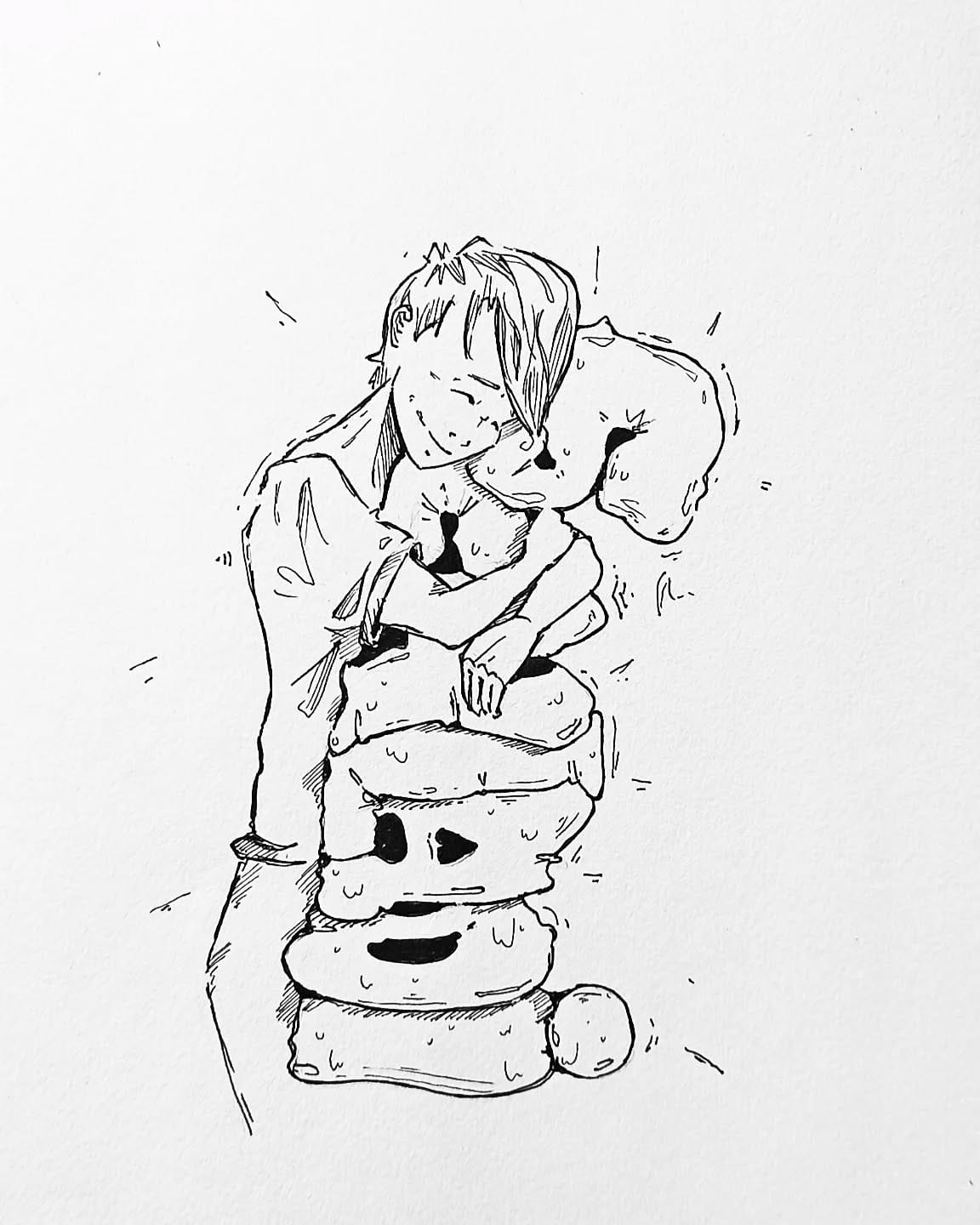 Das die beiden mal Freunde werden hätte ich nicht gedacht. Ich denke, es lag an der Oster-Schokolade #kopfprojekt #schladi #blog #life #diary #tagebuch #zettelfan #zeichnen #zeichnung #bildchen #skizze #skribble #scribble #kritzelei #comic #drawing #illustration #painting #artbook #sketch #sketchbook #doodle #draft #inkdrawing