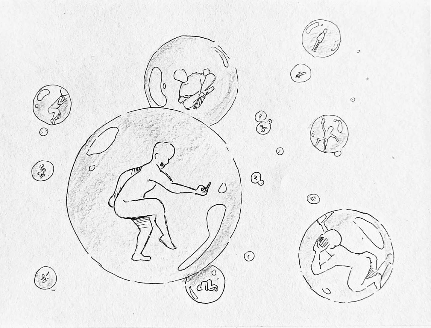 Jeder lebt in (s)einer #bubble 🧋#kopfprojekt #blog #life #diary #tagebuch #zettelfan #zeichnen #zeichnung #bildchen #skizze #skribble #scribble #kritzelei #comic #drawing #illustration #painting #artbook #sketch #sketchbook #doodle #draft #inkdrawing