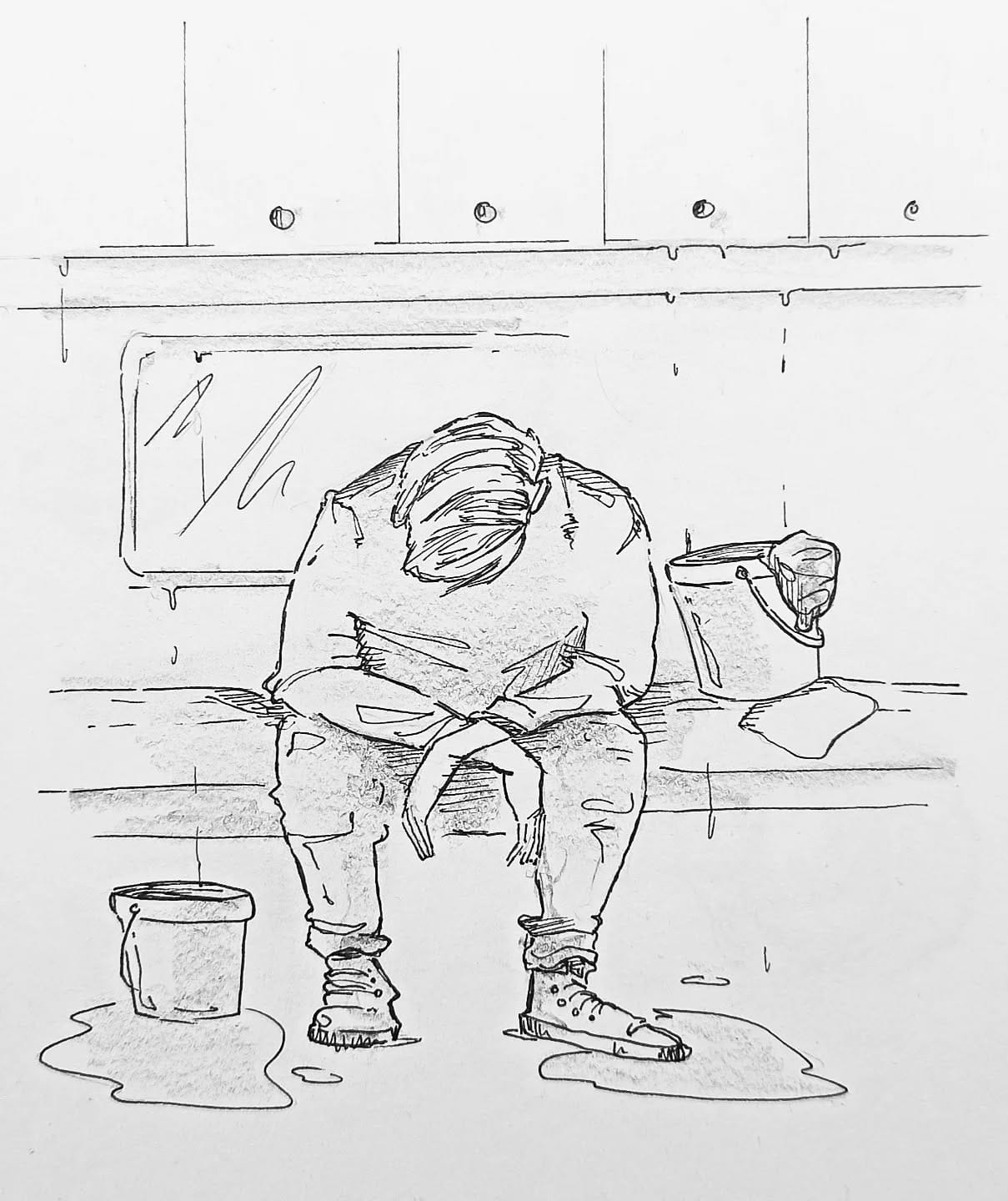 Wenn du denkst es geht nicht mehr kommt oben drauf ein Wasserschaden her  In den letzten Handgriffen wollten wir eigentlich kommende Woche einen erste Ausflug machen. Dann doch den nächsten Urlaub canceln und zurück zum Start...#kopfprojekt #blog #life #diary #tagebuch #zettelfan #zeichnen #zeichnung #bildchen #skizze #skribble #scribble #kritzelei #comic #drawing #illustration #painting #artbook #sketch #sketchbook #doodle #draft #inkdrawing