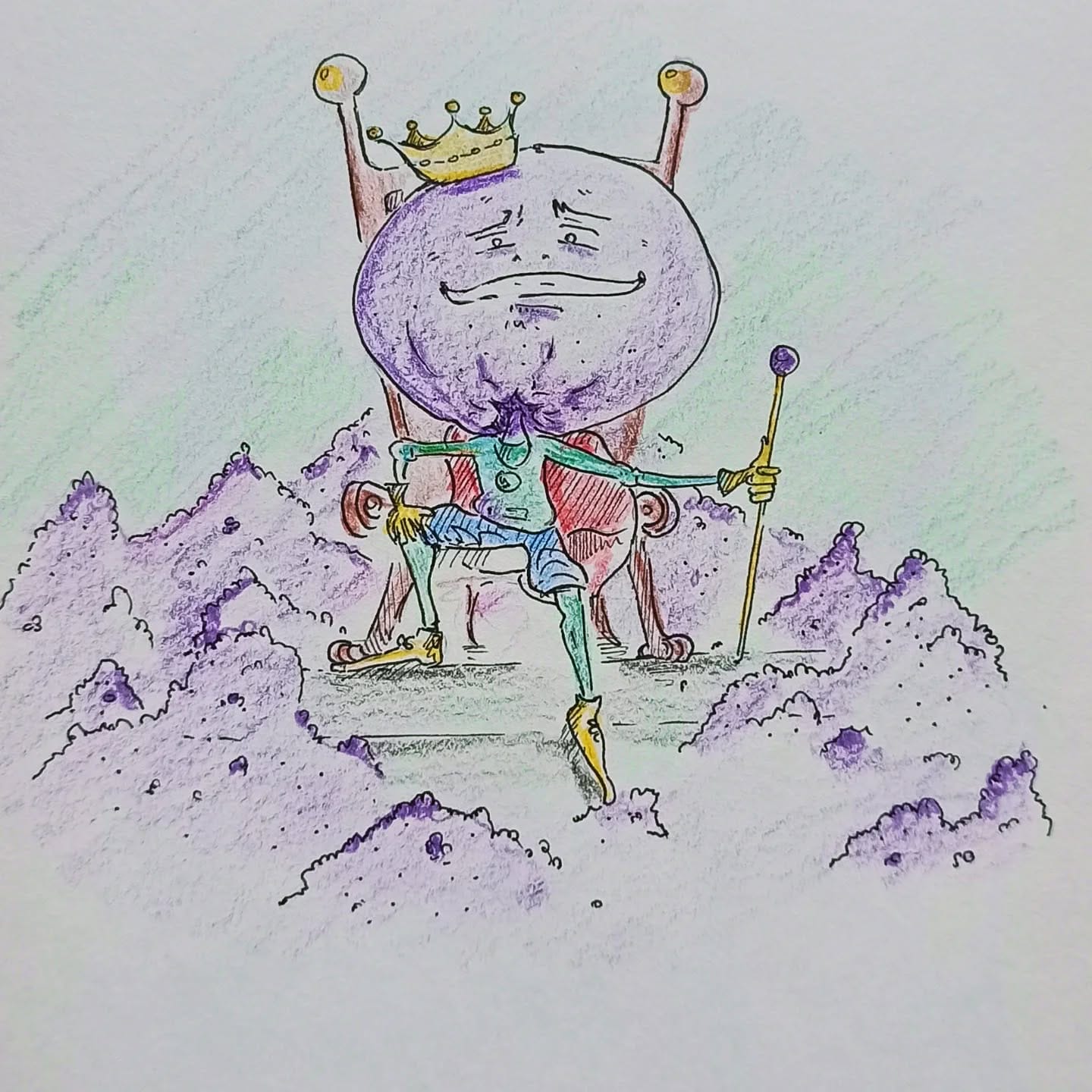 Heil dir König "Aron" für die diesjährige #Aronia ernte. Leider ist unser Frost zu klein um die restlichen 20 kg vom Strauch abzunehmen ... 🫐