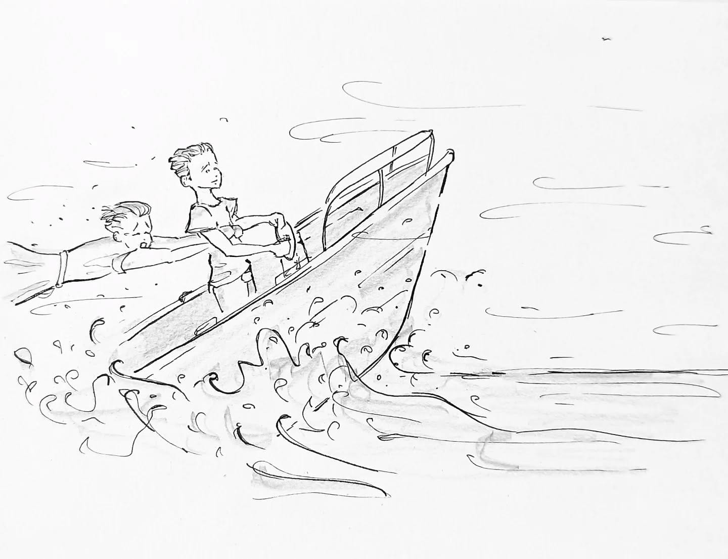 Motorboot fahren auf der Müritz war ganz schön aufregend, zum Glück hat gab's eine 1 min. lieblose Einweisung bevor man Landratten in ein 500 PS Monster setzt. 🤯#kopfprojekt #blog #life #diary #tagebuch #zettelfan #zeichnen #zeichnung #bildchen #skizze #skribble #scribble #kritzelei #comic #drawing #illustration #painting #artbook #sketch #sketchbook #doodle #draft #inkdrawing