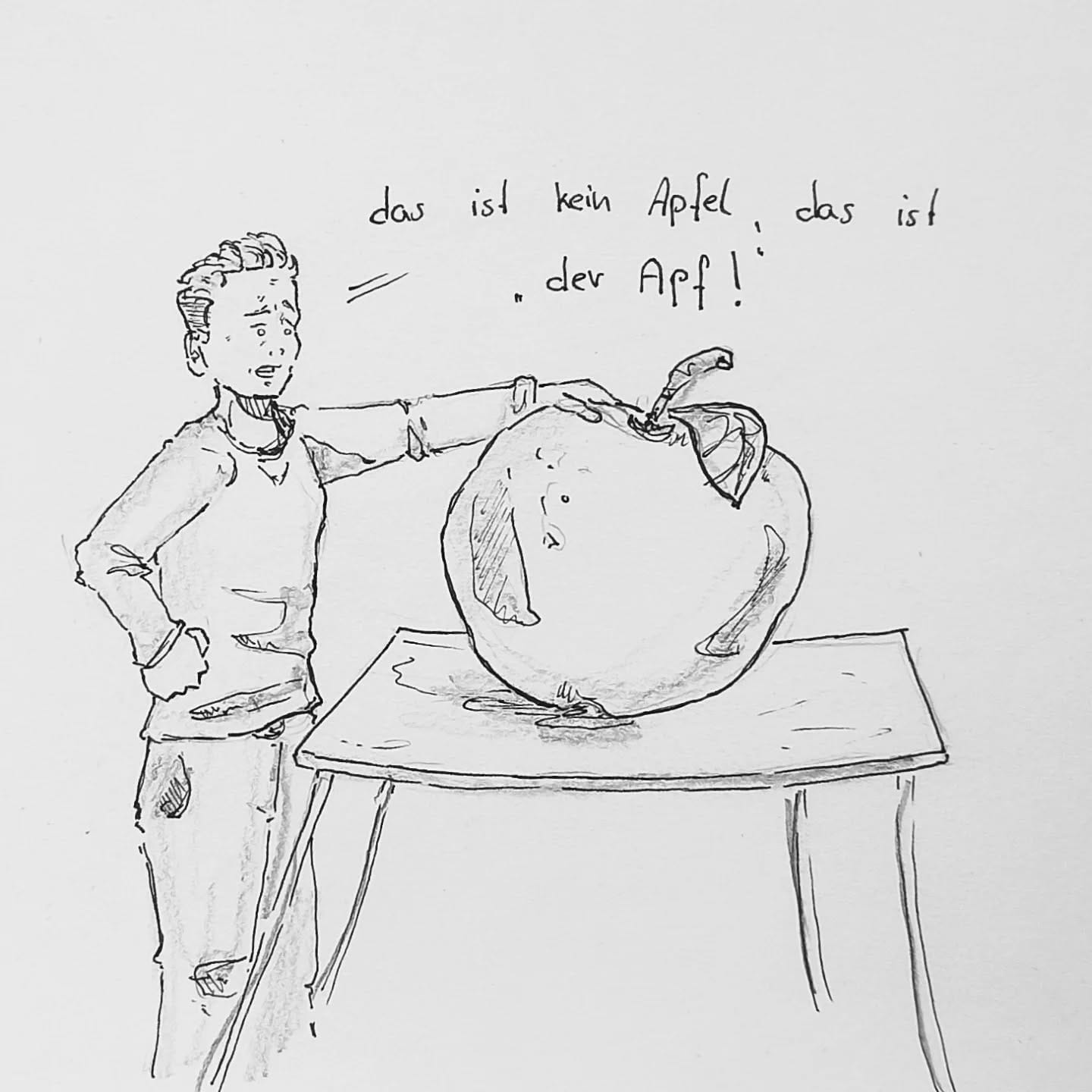 Dieses Jahr hab ich genug von kiloweise kleinen Äpfeln und dachte mir, es wäre doch viel effektiver einfach einen großen zu ernten. #derapf#kopfprojekt #blog #life #diary #tagebuch #zettelfan #zeichnen #zeichnung #bildchen #skizze #skribble #scribble #kritzelei #comic #drawing #illustration #painting #artbook #sketch #sketchbook #doodle #draft #inkdrawing