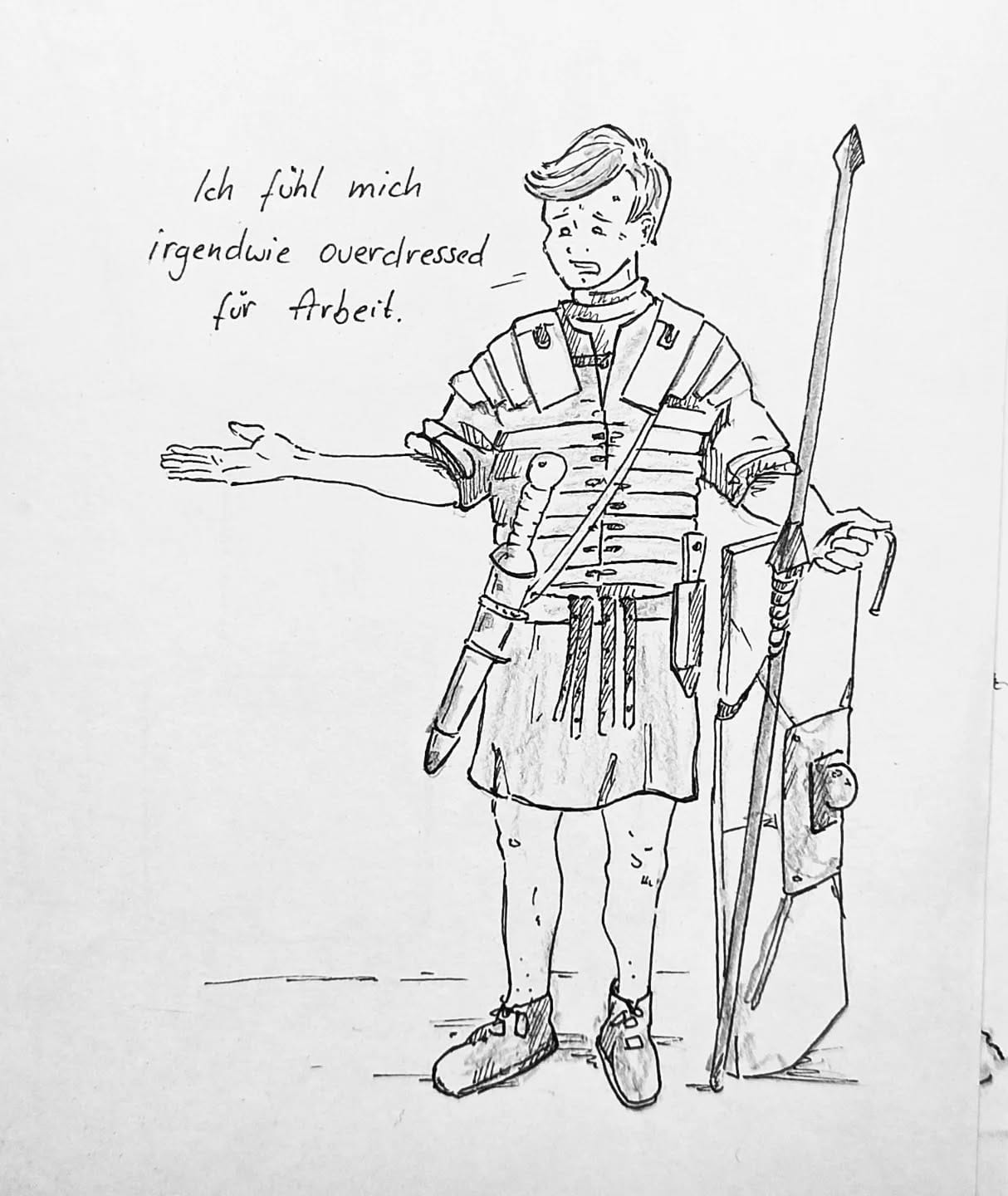 Wenn du täglich morgens in den Kampf ziehst, musst du auch richtig ausgerüstet sein! ⚔️🤼#kopfprojekt #blog #life #diary #tagebuch #zettelfan #zeichnen #zeichnung #bildchen #skizze #skribble #scribble #kritzelei #comic #drawing #illustration #painting #artbook #sketch #sketchbook #doodle #draft #inkdrawing