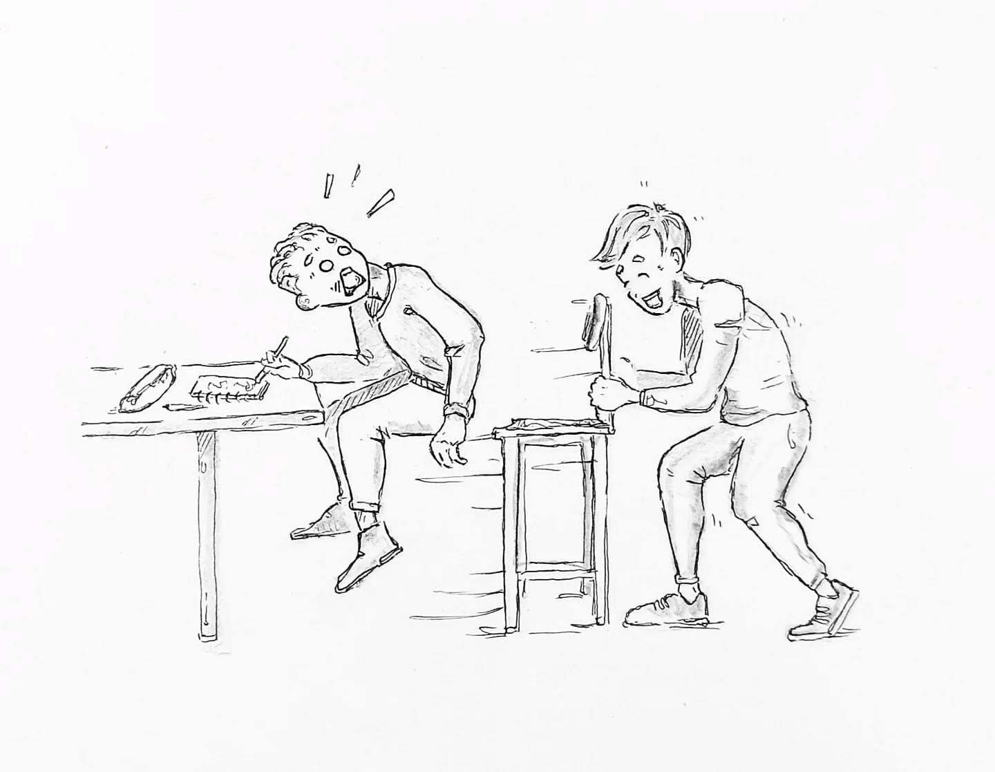 Mir wurde aufs übelste mitgespielt und ohne Vorwarnung mein geliebter Küchenstuhl entrissen. Nicht nur muss ich nun an einem anderen Platz zeichnen, auch das Essen wird auf die Probe gestellt. Hoffe es geht ihm gut  #kopfprojekt #blog #life #diary #tagebuch #zettelfan #zeichnen #zeichnung #bildchen #skizze #skribble #scribble #kritzelei #comic #drawing #illustration #painting #artbook #sketch #sketchbook #doodle #draft #inkdrawing