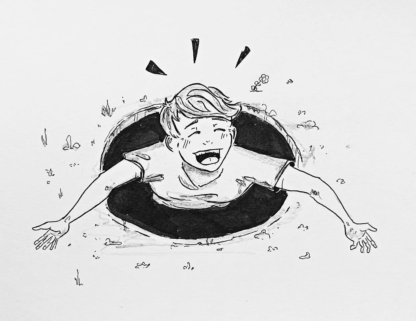 Jetzt ist aber genug der trüben Stimmung, raus aus dem Loch und rein ins Wochenende! 🕳️😎#kopfprojekt #blog #life #diary #tagebuch #zettelfan #zeichnen #zeichnung #bildchen #skizze #skribble #scribble #kritzelei #comic #drawing #illustration #painting #artbook #sketch #sketchbook #doodle #draft #inkdrawing