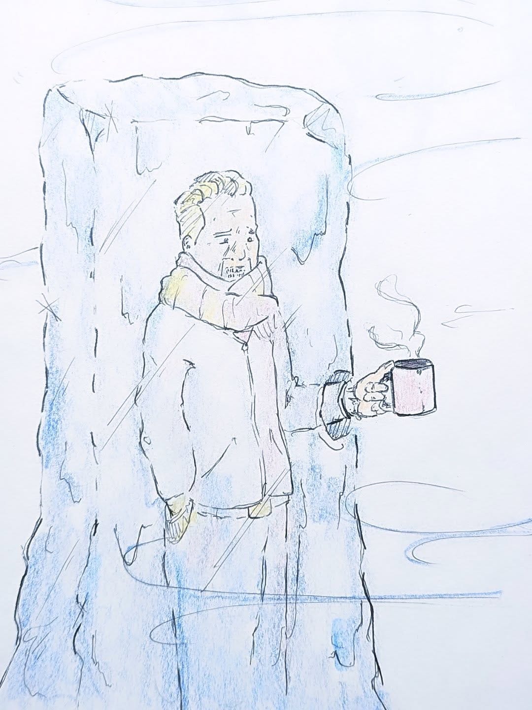 Glühwein ist doch Placebo, wie viel muss ich trinken damit ich nicht bis auf die Knochen durchfriere? Ob es komisch wäre, wenn man stattdessen Hockstrecksprünge macht? 🥶️🧣…#kopfprojekt #blog #life #diary #tagebuch #zettelfan #zeichnen #zeichnung #bildchen #skizze #skribble #scribble #kritzelei #comic #drawing #illustration #painting #artbook #sketch #sketchbook #doodle #draft #inkdrawing