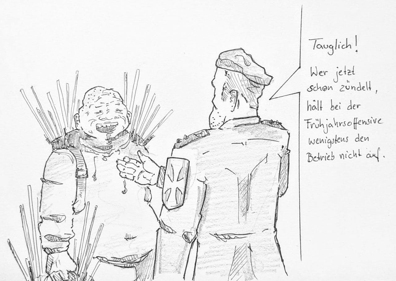 Von wegen Personalmangel, einfach ein paar Tage vor #Silvester bei Lidl und Co. ein paar Feldjäger platzieren und die Rekruten direkt einziehen. 🎖️✍️…#kopfprojekt #blog #life #diary tagebuch zettelfan zeichnen zeichnung bildchen skizze skribble scribble kritzelei comic drawing illustration painting artbook sketch sketchbook doodle draft inkdrawing