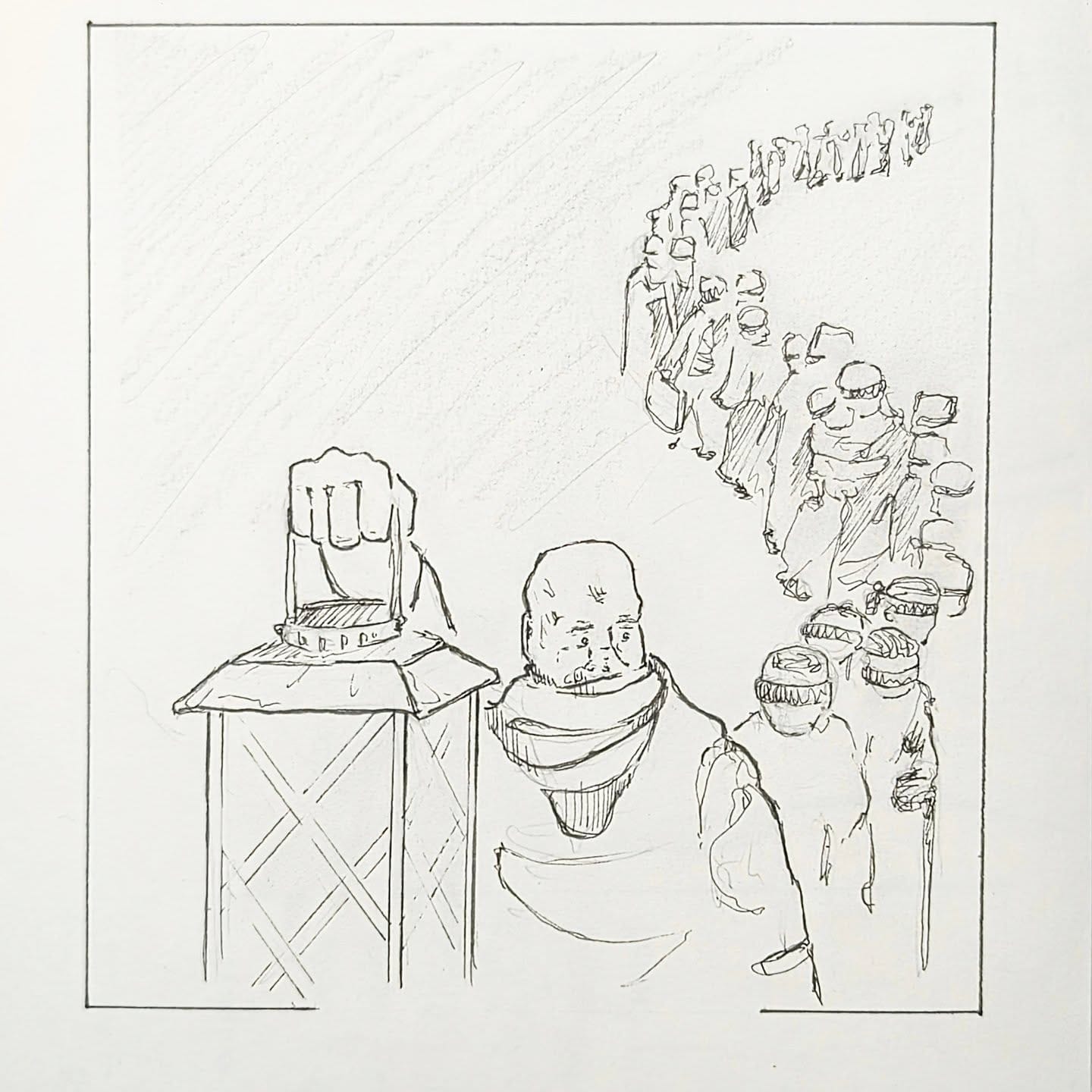 Im zweiten Teil habe ich auch die KI gefragt ob sie mir meine Zeichnung im gleichen Stil colorieren kann. Nicht ganz so stimmig wie im ersten Bild aber weiterhin sehr spannend. Bei der ganzen Spielerei ist der Sinn der Bilder natürlich etwas in den Schatten gerückt. Ich meine aber ihr könnt verstehen was der Künstler euch damit sagen möchte. 🤔